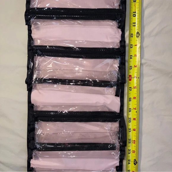 Mary Kay Love Script Roll up Travel Makeup Pouch in Black and White - Picture 4 of 8